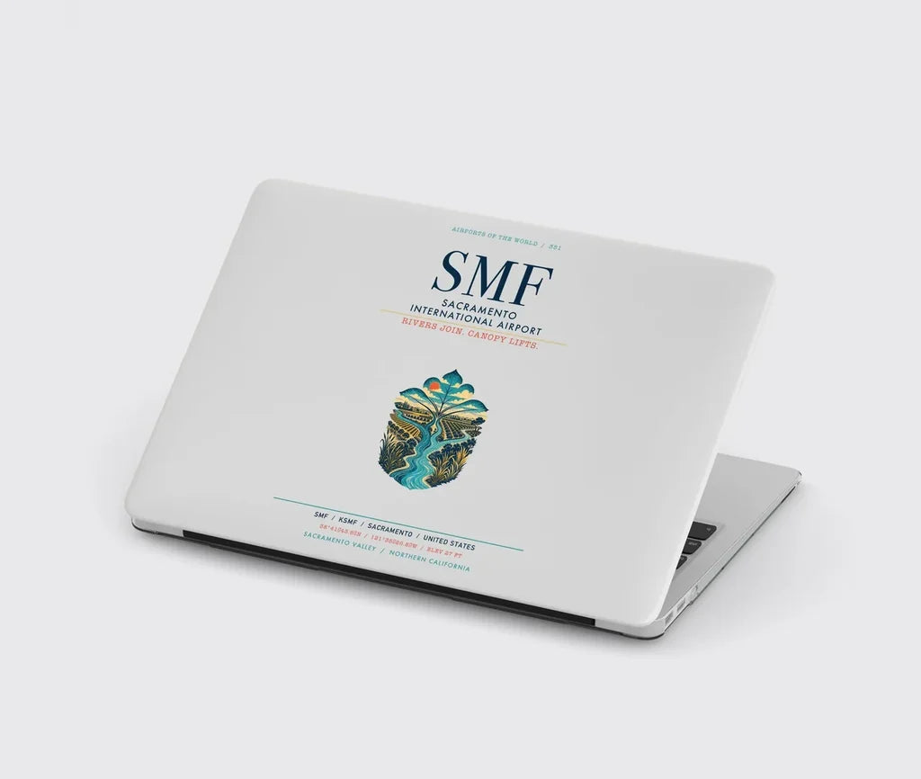 Sacramento International Airport (SMF) design on light gray MacBook case