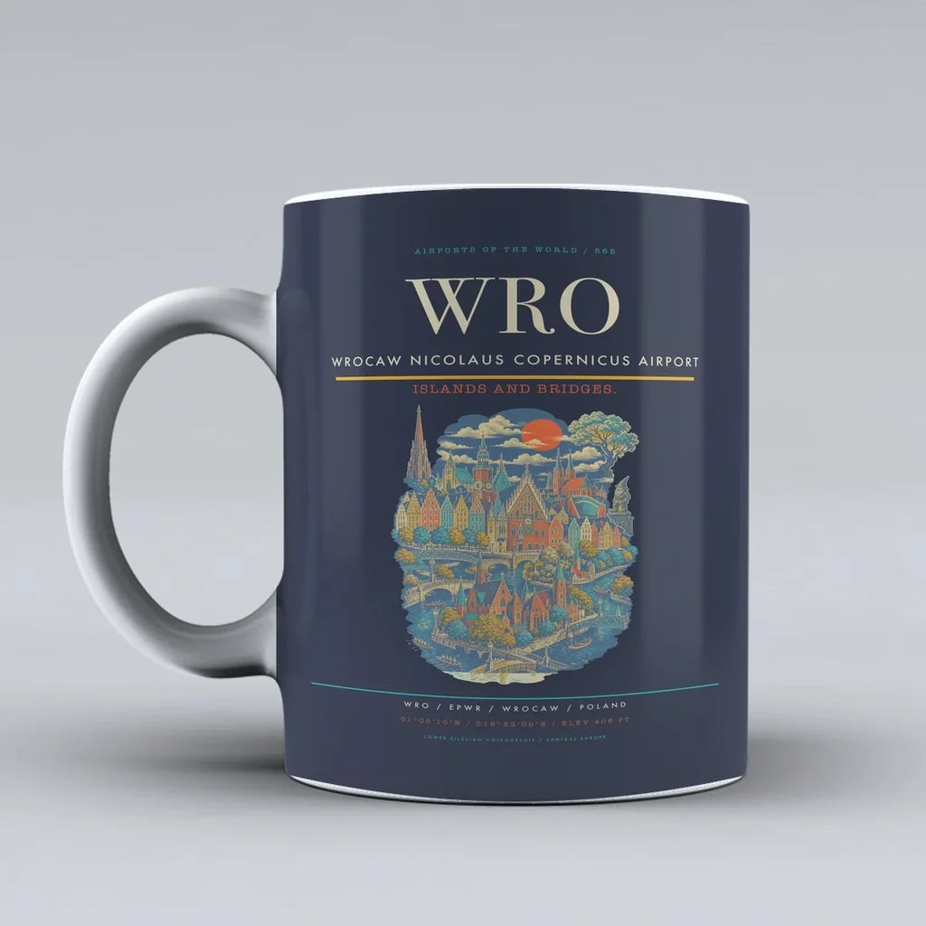 Wrocaw Nicolaus Copernicus Airport WRO Mug - Dark Blue