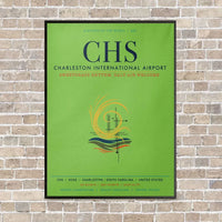 Thumbnail for Charleston International Airport CHS vertical canvas print - framed - light green background