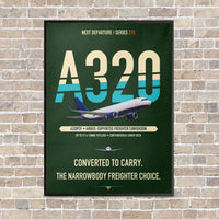 Thumbnail for Airbus A320P2F vertical canvas print - framed - dark green background