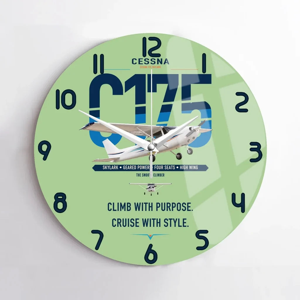 Cessna 175 Skylark design on light green no frame wall clock