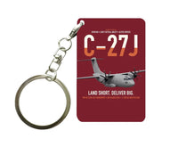 Thumbnail for C-27J Spartan design on dark red designed key chain, double-side print