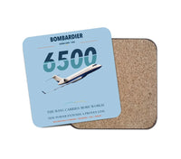 Thumbnail for Bombardier Global 6500 design on light blue 1 piece coaster