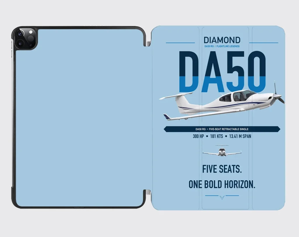 Diamond DA50 RG design on light blue ipad tablet case