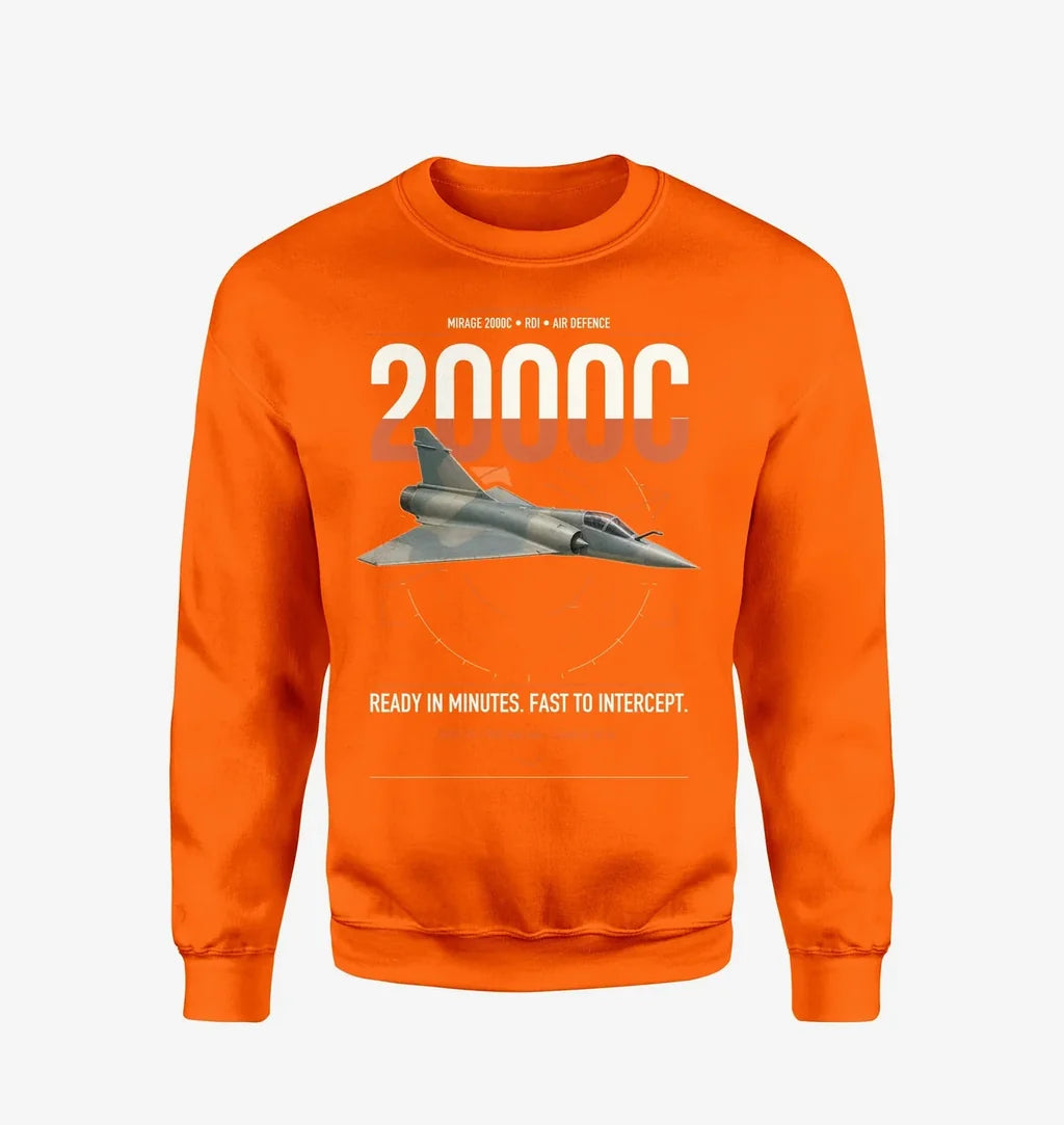 Dassault Mirage 2000C RDI design on orange sweatshirt
