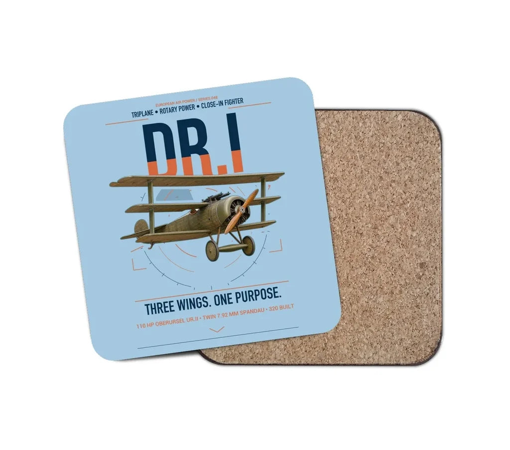 Fokker Dr.I design on light blue 1 piece coaster
