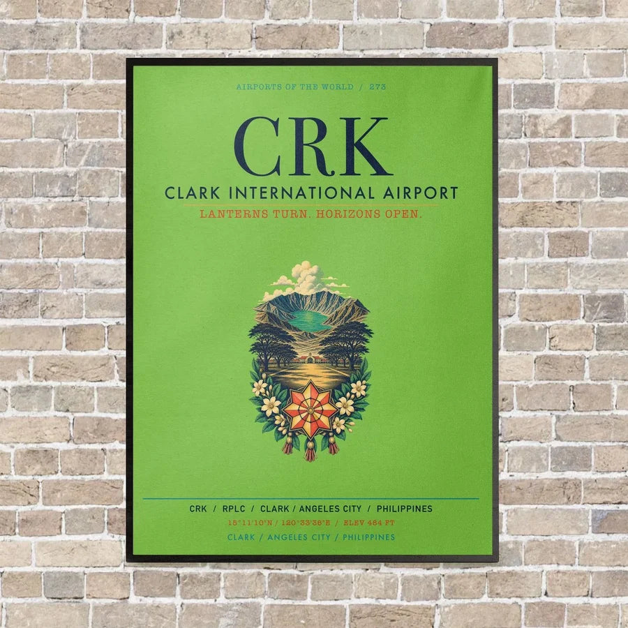 Clark International Airport CRK vertical canvas print - framed - light green background