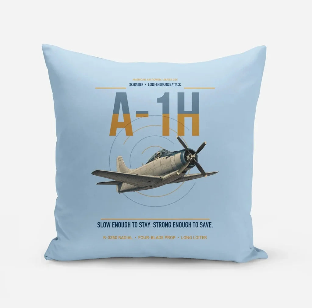 A-1H Skyraider design on light blue pillow