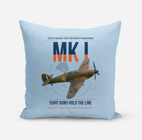 Thumbnail for Hawker Hurricane Mk I design on light blue pillow