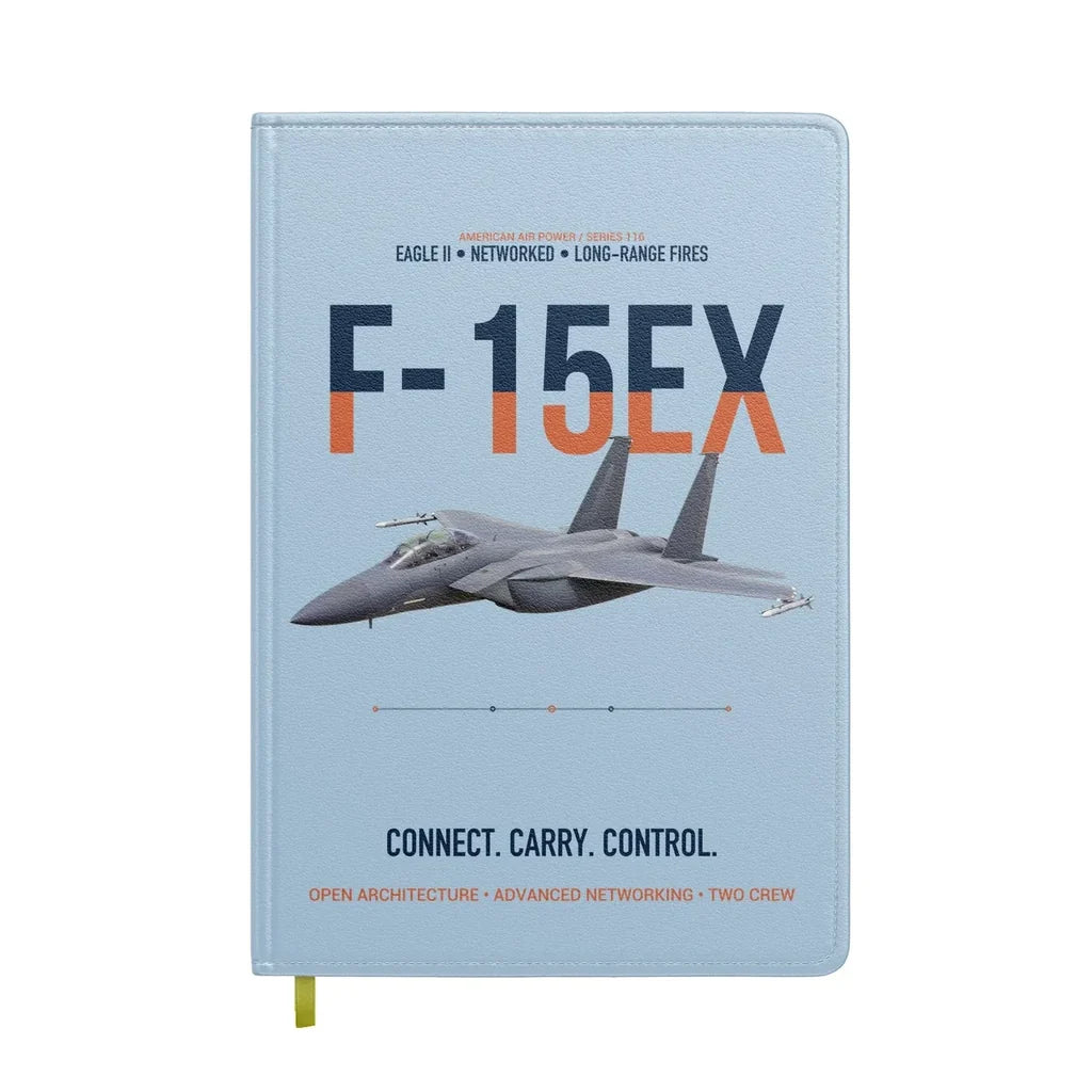 F-15EX Eagle II Connect Carry Control design on light blue notebook