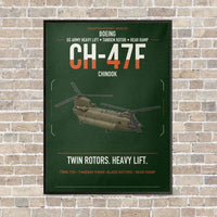 Thumbnail for Boeing CH-47F Chinook vertical canvas print - framed - dark green background