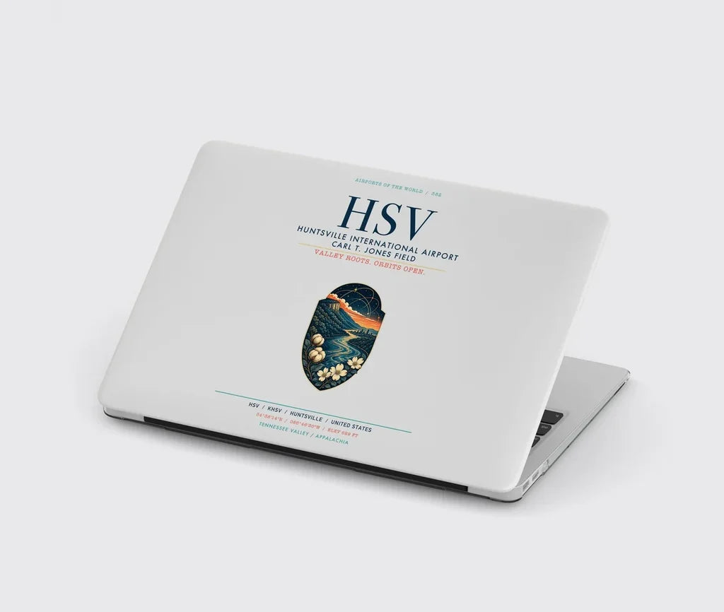 Huntsville International Airport (HSV) design on light gray MacBook case