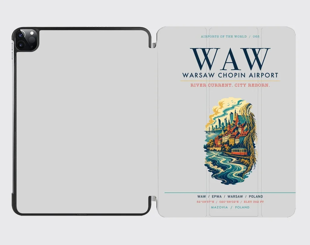 Warsaw Chopin Airport (WAW) design on light gray ipad tablet case