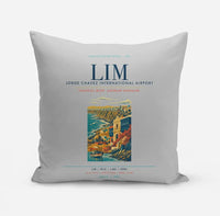 Thumbnail for Lima Jorge Chavez International Airport (LIM) design on light gray pillow