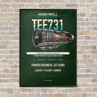 Thumbnail for TFE731 vertical canvas print - framed - dark green background