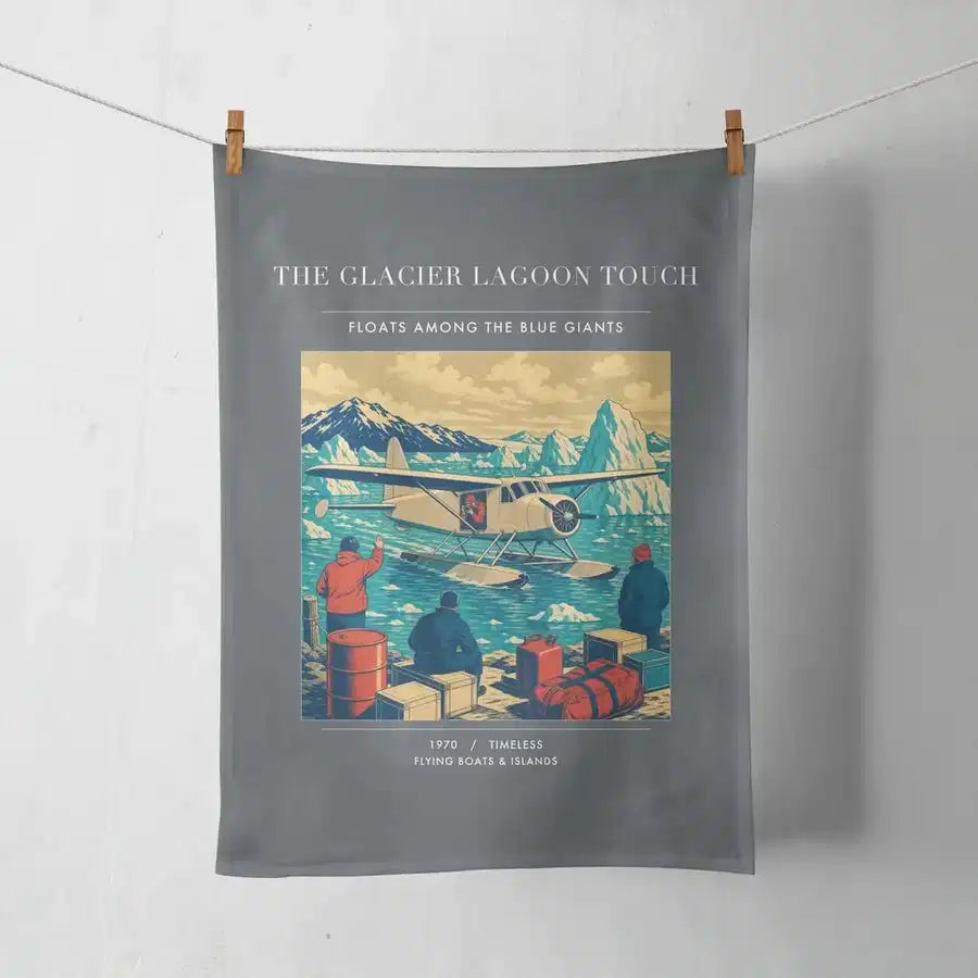 VINTAGE G4349 - The Glacier Lagoon Touch - Designed Towels design on gray