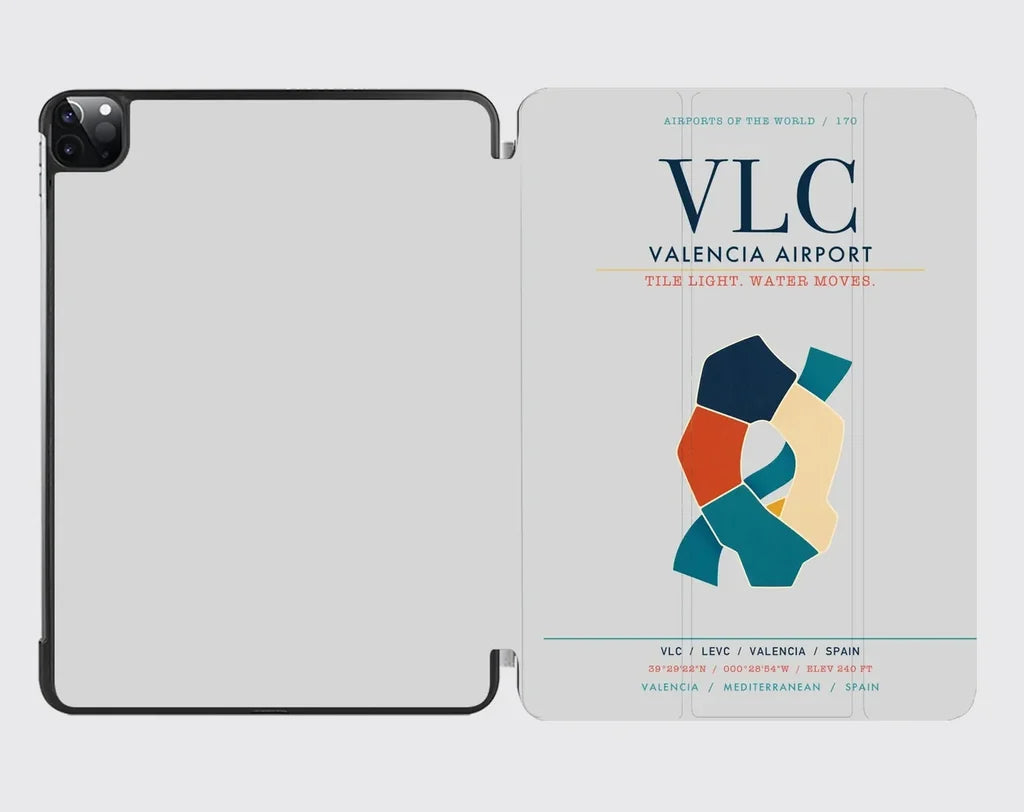 Valencia Airport (VLC) design on light gray ipad tablet case