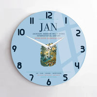 Thumbnail for Jackson–Medgar Wiley Evers International Airport (JAN) design on light blue no frame wall clock