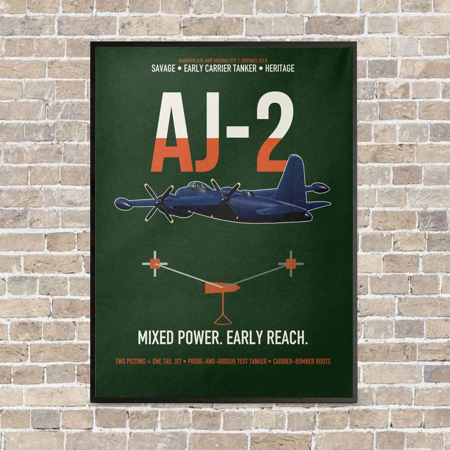 AJ-2 Savage Tanker vertical canvas print - framed - dark green background