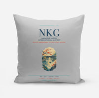 Thumbnail for Nanjing Lukou International Airport (NKG) design on light gray pillow