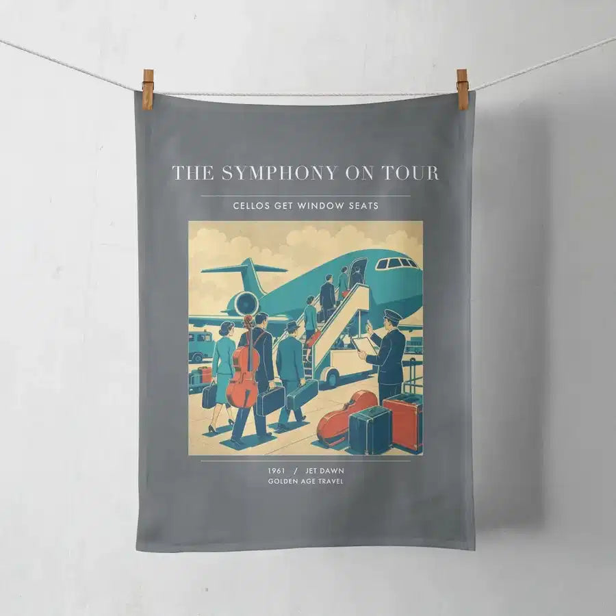 VINTAGE G4421 - The Symphony On Tour - Designed Towels design on gray