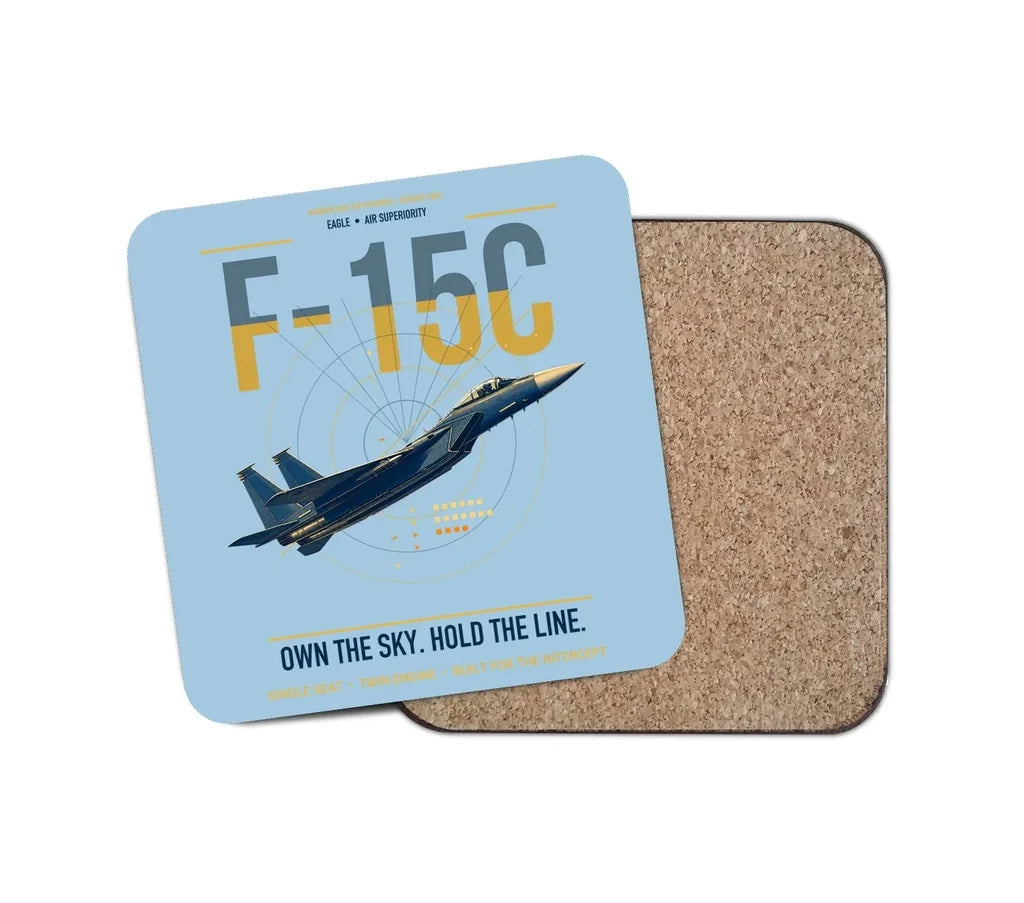 F-15C Eagle design on light blue 1 piece coaster