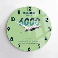 Thumbnail for Bombardier Global 6000 design on light green no frame wall clock