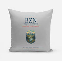 Thumbnail for Bozeman Yellowstone International Airport (BZN) design on light gray pillow