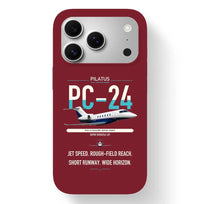 Thumbnail for Pilatus PC-24 design on dark red magsafe iphone case, for iPhone 17 Pro