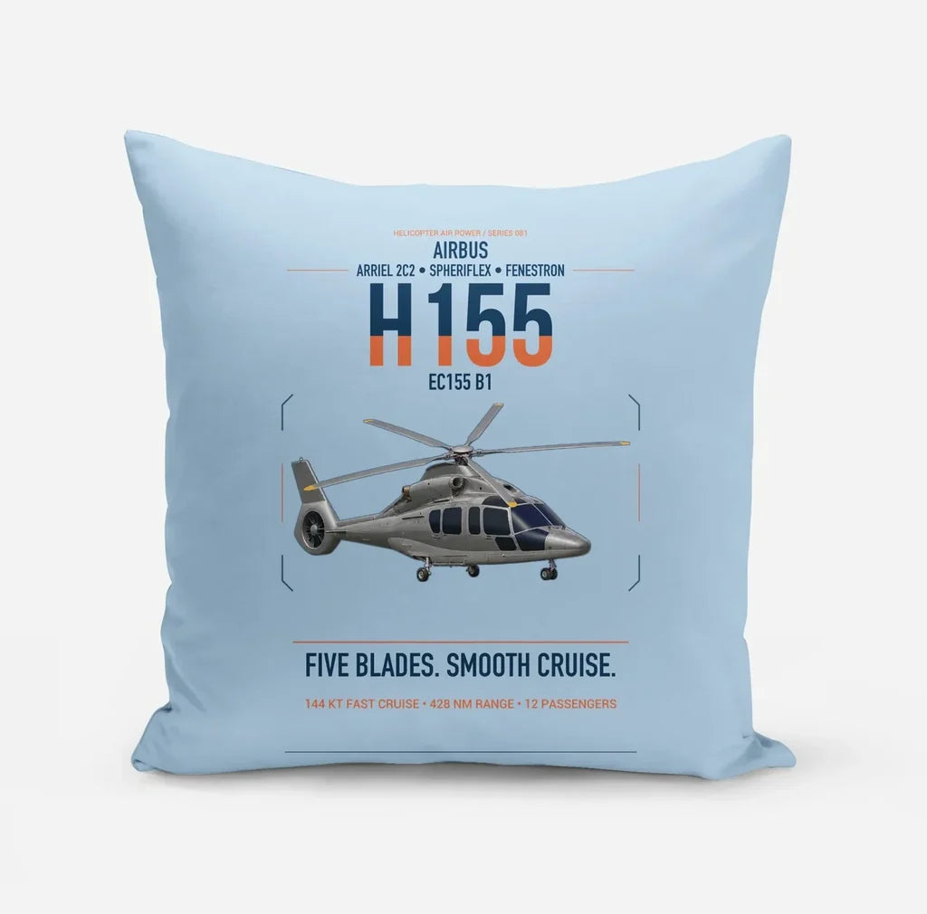 Airbus H155 EC155 B1 design on light blue pillow