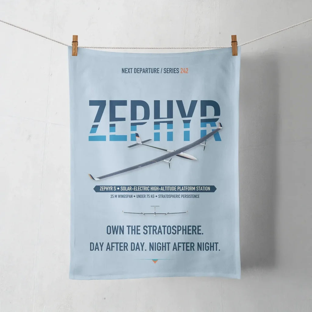Airbus Zephyr S design on light blue towel