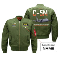 Thumbnail for C-5M Super Galaxy design on green+name bomber jacket, double-side print