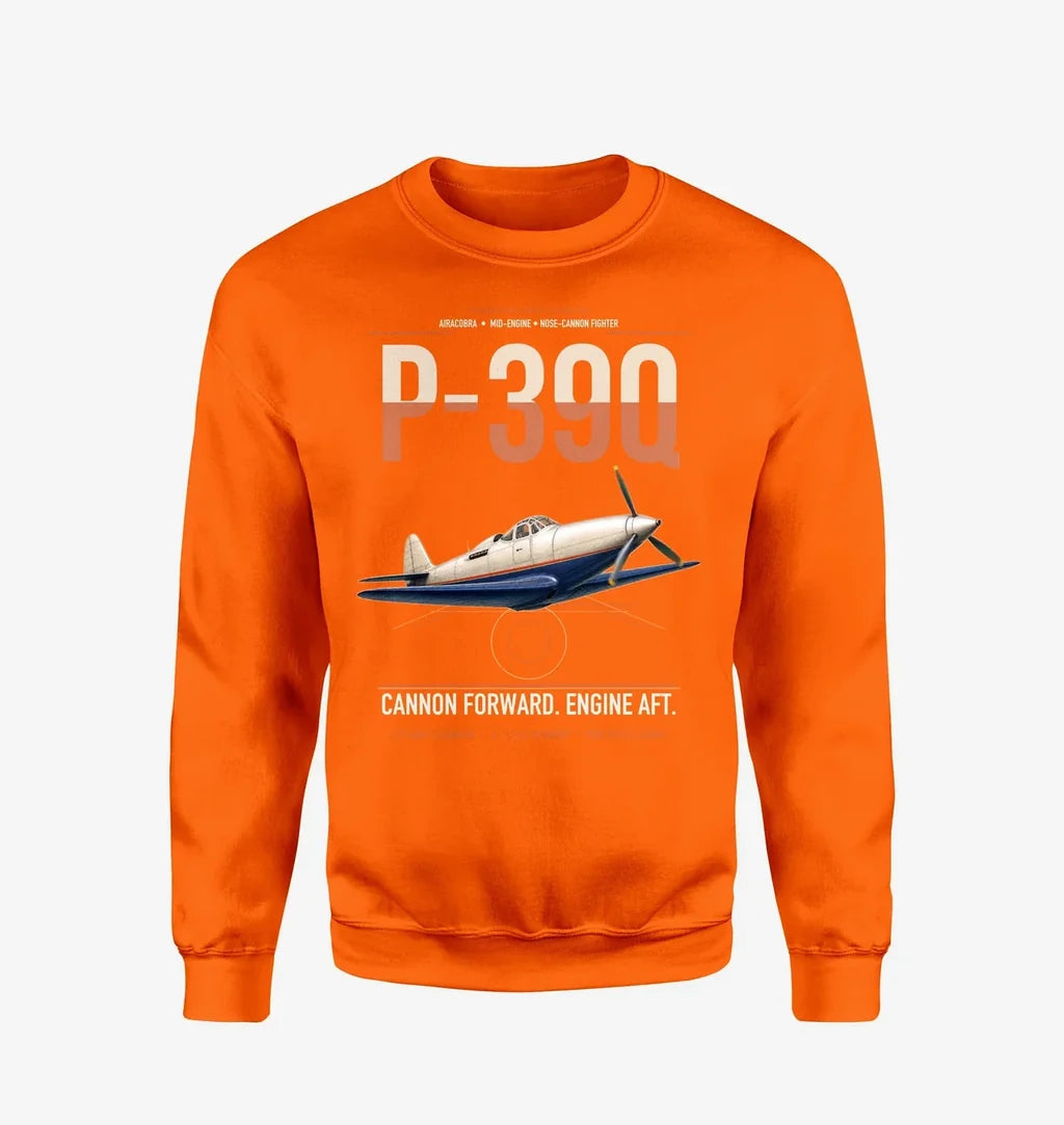 P-39Q Airacobra design on orange sweatshirt