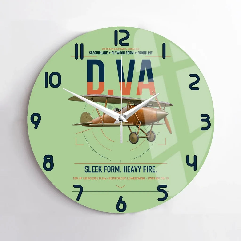 Albatros D.Va design on light green no frame wall clock