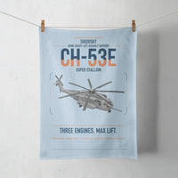 Thumbnail for Sikorsky CH-53E Super Stallion design on light blue towel