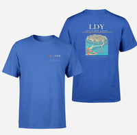 Thumbnail for City of Derry Airport (LDY) design printed on blue double-side t-shirt