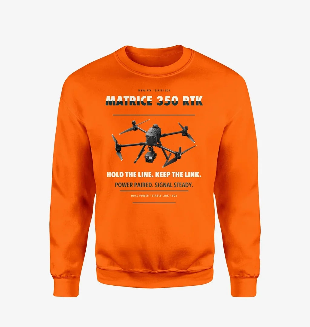 DJI Matrice 350 RTK design on orange sweatshirt