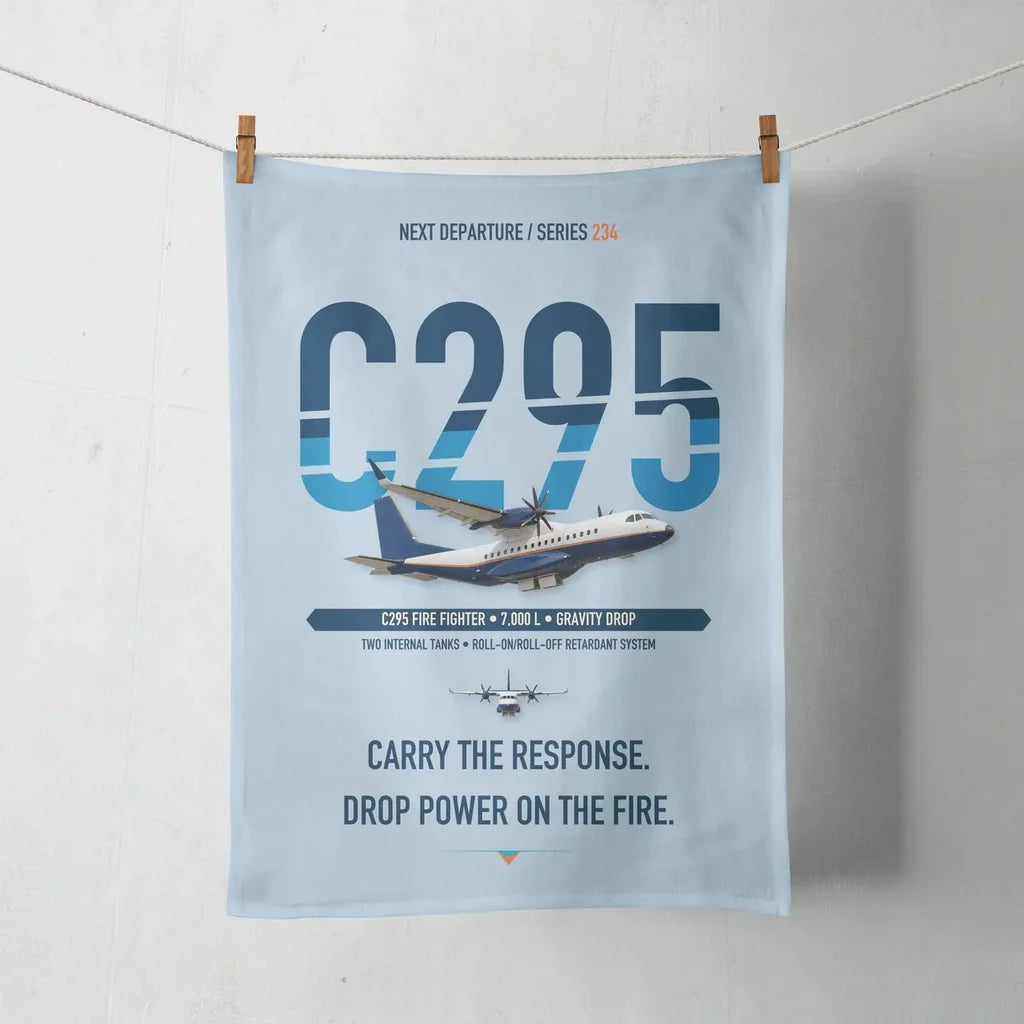 Airbus C295 Firefighter design on light blue towel