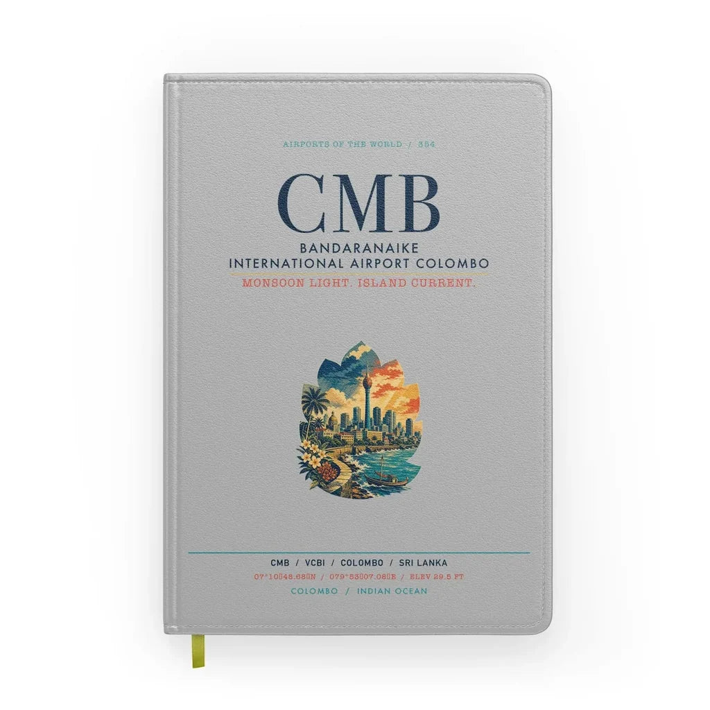 Bandaranaike International Airport Colombo (CMB) design on light gray notebook
