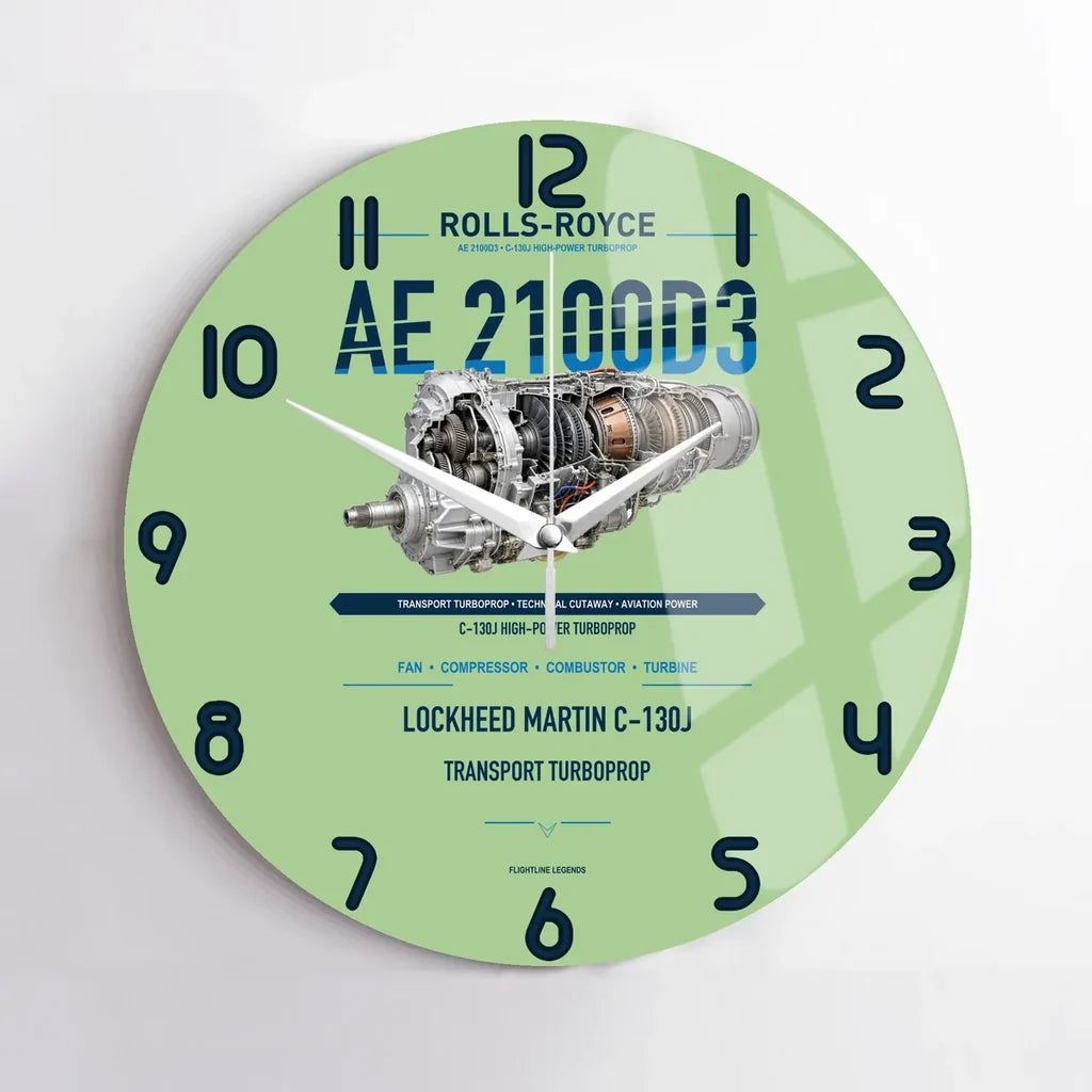 AE 2100D3 design on light green no frame wall clock