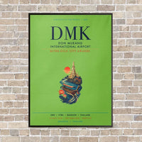 Thumbnail for Don Mueang International Airport Bangkok DMK vertical canvas print - framed - light green background