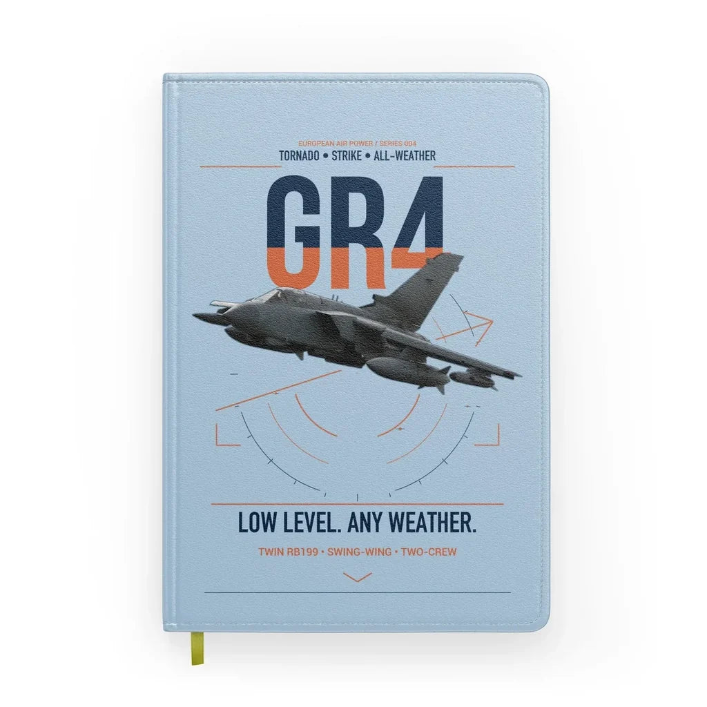 Panavia Tornado GR4 design on light blue notebook