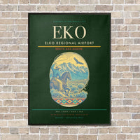 Thumbnail for Elko Regional Airport EKO vertical canvas print - framed - dark green background