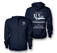 Thumbnail for Cessna Citation XLSPlus design on navy blue premium zipped hoodie, double-side print