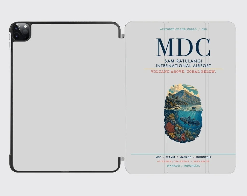 Sam Ratulangi International Airport Manado (MDC) design on light gray ipad tablet case