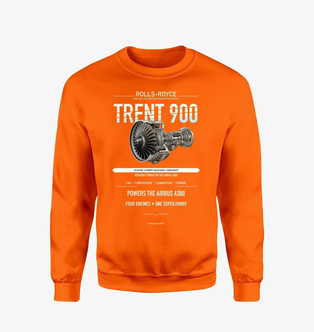 TRENT 900 design on orange sweatshirt