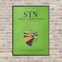Thumbnail for London Stansted Airport STN vertical canvas print - framed - light green background