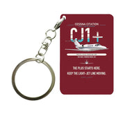 Thumbnail for Cessna Citation CJ1+ design on dark red designed key chain, double-side print