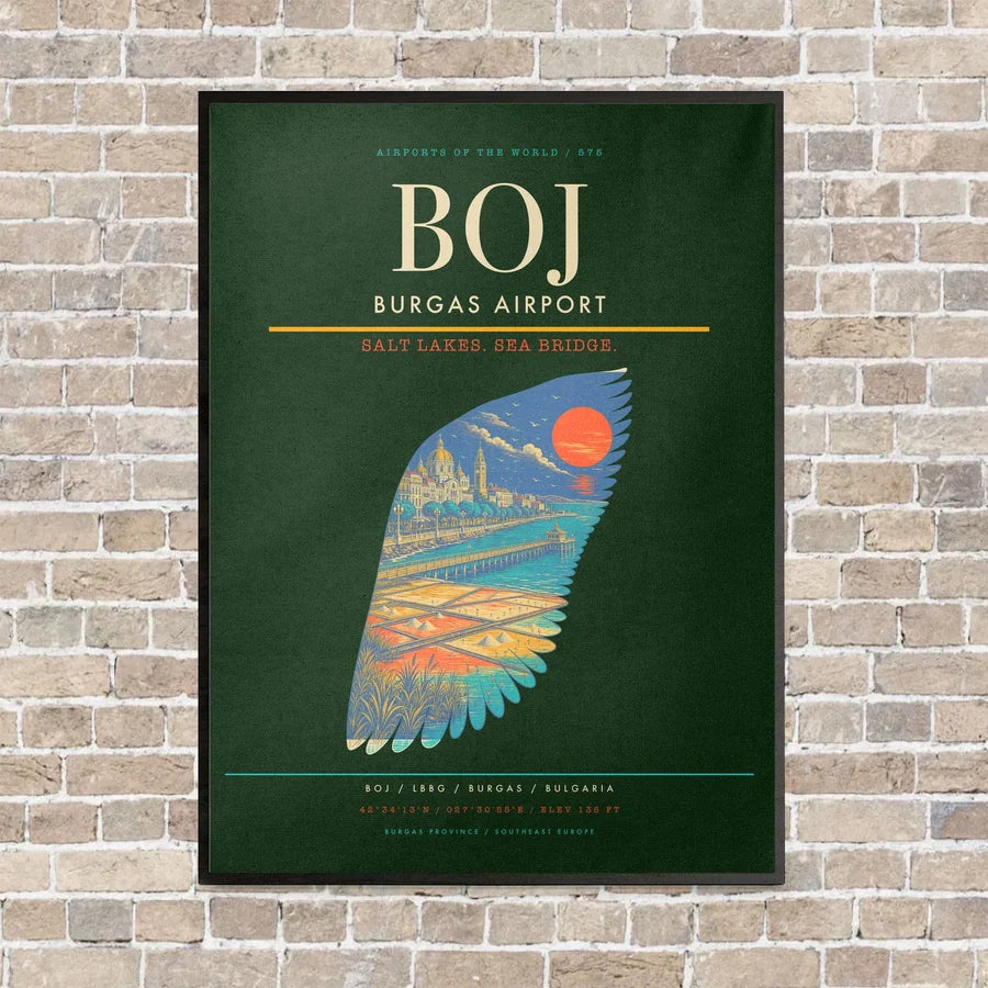Burgas Airport BOJ - Canvas Framed - Dark Green