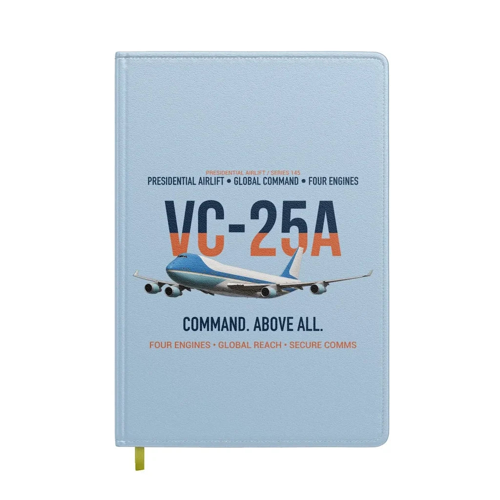 VC-25A Air Force One Presidential Airlift design on light blue notebook